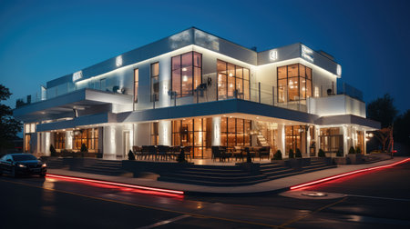 Exterior view of the steak house, Steak restaurant.の素材