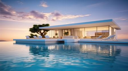 Modern luxury summer villa with swimming pool.の素材