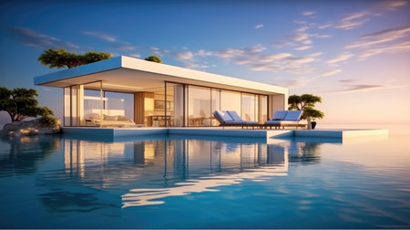 Modern luxury summer villa with swimming pool.の素材