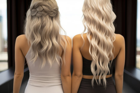 Rear view, Women hair extensions.の素材