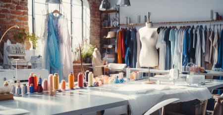 A tools and equipment of the fashion design in workshop.の素材
