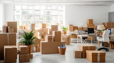 Boxes in new apartment.の素材