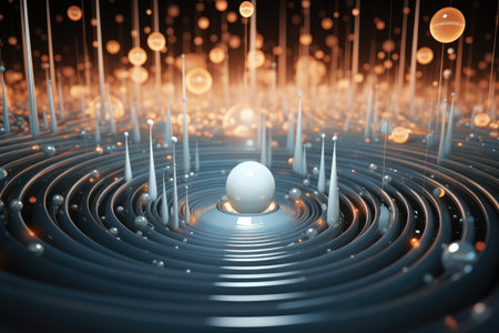 Visualisation of quantum mechanics line, 3d rendering.の素材