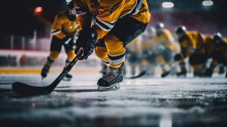 The ice hockey sport players in action, Motion, Movement, Sport competition concept.の素材