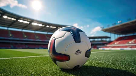Soccer ball in soccer stadium.の素材