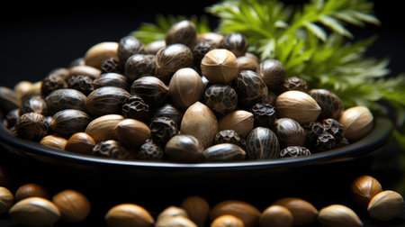 Cannabis seeds on black background.の素材