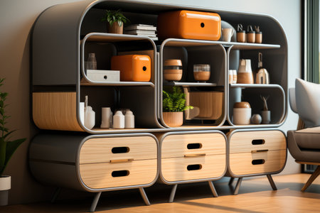 Fashionable and high-tech storage cabinet.の素材