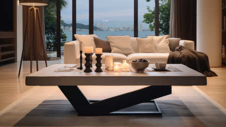 Mat table in the living room in the modern house.の素材
