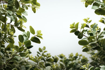Greenery leaves tree branches foreground on transparent backgrounds.の素材