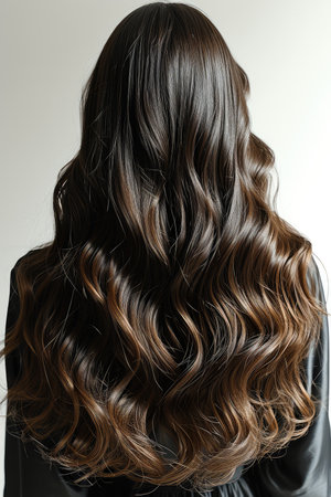 Beautiful long straight hair, Back from behind. Generative AI.の素材
