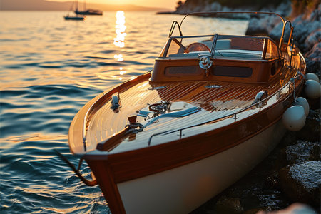 Electric motorboat. Generative AI.の素材