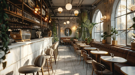 In a cafe, Romantic interiors. Generative AI.の素材