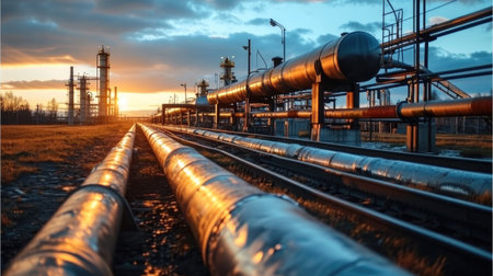 Pipelines for the transport of oil natural gas and hydrogen. Generative AI.の素材