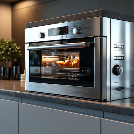 Built-in modern microwave oven. Generative AI.の素材