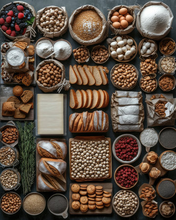 Baker in the style of knolling. Generative AI.の素材