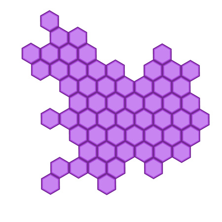 Geometric pattern with hexagons is pictured with lilac tones in the honeycomb.