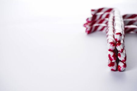 Christmas concept. Christmas candy on a white background. Traditional christmas sweets. Copy space.