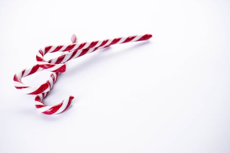 Christmas concept. Christmas candy on a white background. Traditional christmas sweets. Copy space.の写真素材