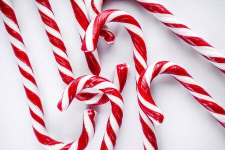 Christmas concept. Christmas candy on a white background. Traditional christmas sweets. Flat lay,...