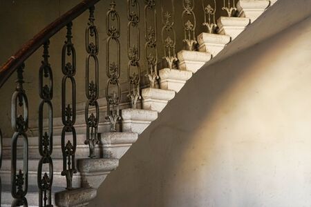 Fragment of an old staircase in an old house.