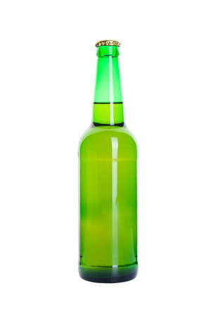 Green Beer bottle isolated on white background.の写真素材