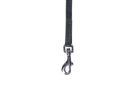 Isolated dog leash with carabiner on a white, top view.の写真素材