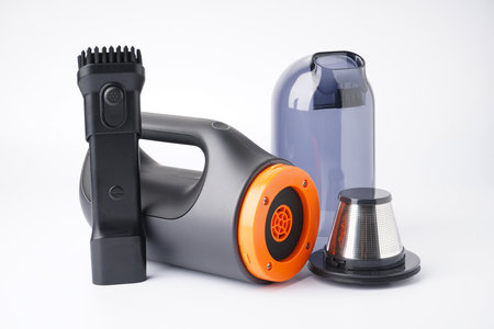The cordless car vacuum cleaner, isolated on white background.の写真素材