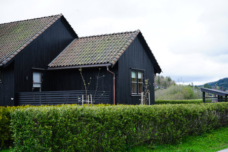 The home features Scandinavian architecture, clean lines, and a peaceful rural environment.