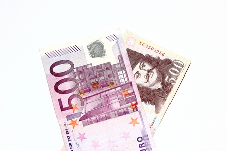 500 Euro with Forintの写真素材