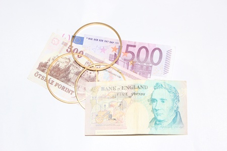 500 Euro, Gold and Forint の写真素材