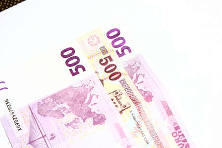 500 Euro with Forintの写真素材