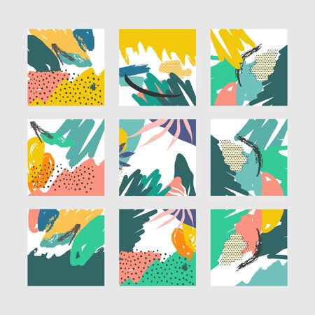 Creative feed posting template for social media. Pack for creature your unique content.のイラスト素材