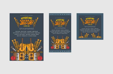 Vector illustration of international jazz day for banner, poster, and event promotion.のイラスト素材