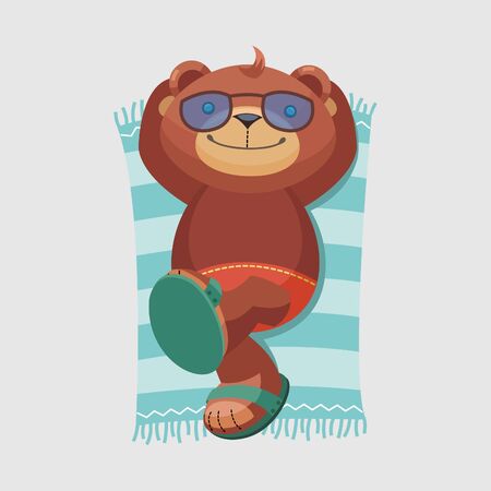 teddy bear relax and chill vector illustrationのイラスト素材