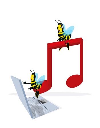 Bee and musical noteのイラスト素材