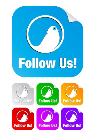 Follow us icon on the stickerのイラスト素材