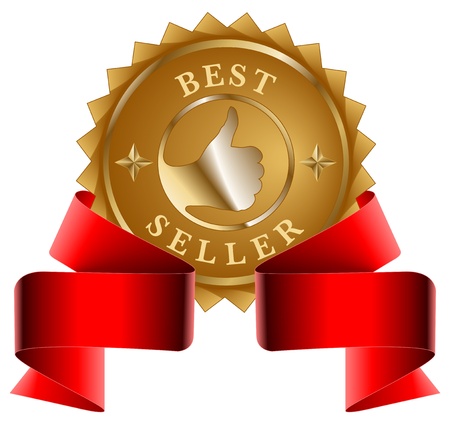Best Seller gold seal and red ribbonのイラスト素材