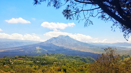 Beautiful Blue Sky with Cloudy and Green Landscape Mountain and valleyの写真素材