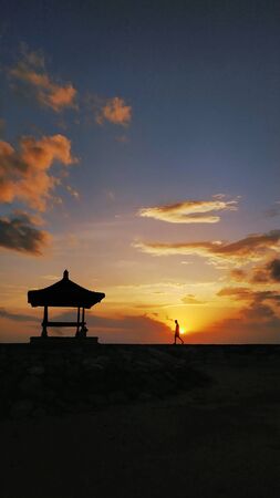 sunset in the afternoon with noise seatingの写真素材