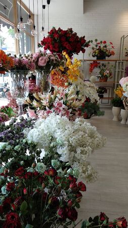 flowers are white and colorful with neatly arrangedの写真素材