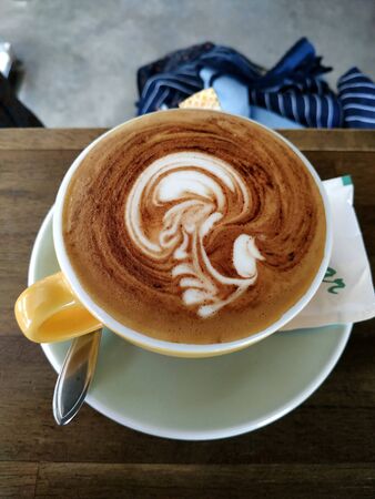 Chocolate milk coffee with a unique shape in the cup