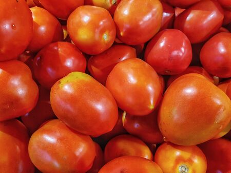fresh tomato with a bright red color in one containerの写真素材