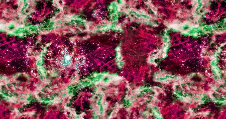 background of abstract galaxies with stars and planets with abstract colored sky motifs and green...