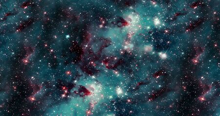 the background of abstract galaxies with stars and planets with abstract motifs in bluish green...