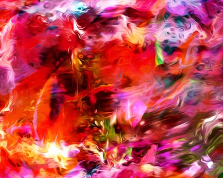 Background design of painted acrylic oil paint fluid liquid color red and orange mixture with creativity and Modern artworkの写真素材