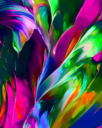 Background design of painted acrylic oil paint fluid liquid color mix of green and blue with creativity and Modern artworkの写真素材