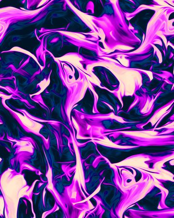 Background design of painted acrylic oil paint fluid liquid color a mixture of purple and dark blue with creativity and Modern artworkの写真素材