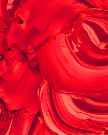 Background design of painted acrylic oil paint fluid liquid color red with creativity and Modern artworkの写真素材