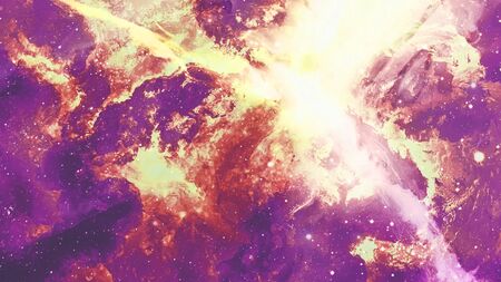Infinite beautiful cosmos purple and white background with nebula, cluster of stars in outer space....