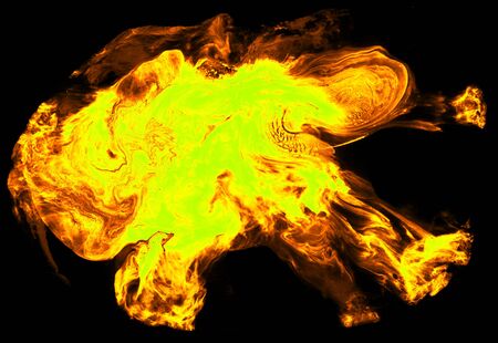 Abstract yellow and orange watercolor colorful background and Paint strokes isolated on black...